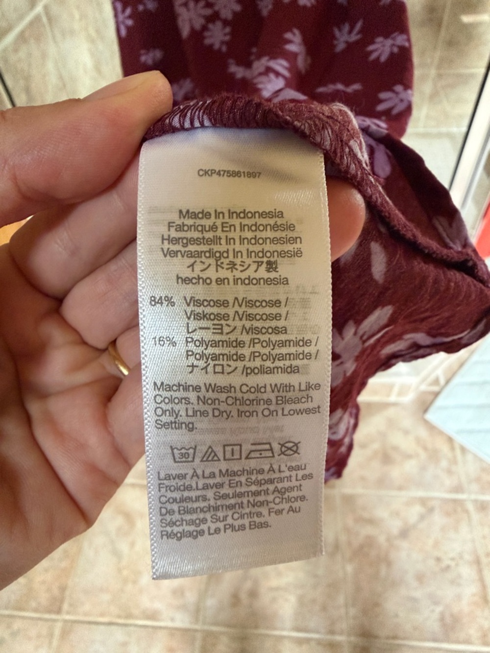 Madewell Maroon Midi Dress with Lavender Floral Print - Picture 6 of 6